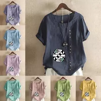 Женская модная футболка с круглым вырезом и коротким рукавом, повседневная рубашка из хлопка и льна с рисунком, свободная летняя блузка с круглым змеиным принтом, топы S розовый