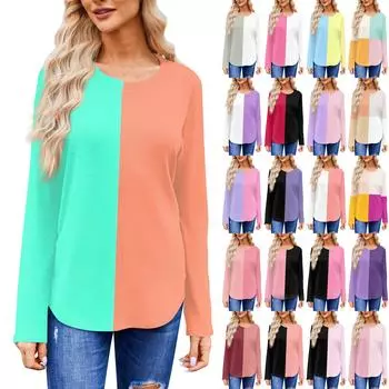 Женская модная футболка с круглым вырезом и длинным рукавом, повседневные осенние топы XL белый