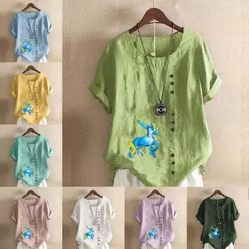 Женская модная футболка с круглым вырезом и коротким рукавом, повседневная рубашка из хлопка и льна с рисунком, свободная блузка с принтом «Арчер», топы S розовый