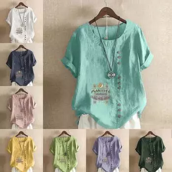 Женская модная футболка с круглым вырезом и коротким рукавом, повседневная хлопковая льняная рубашка с графическим принтом, летняя блузка с английским принтом и топами S розовый