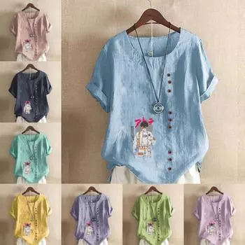 Женская модная футболка с круглым вырезом и коротким рукавом, повседневная рубашка из хлопка и льна с рисунком, свободная летняя блузка с принтом «Астронавт», топы S розовый