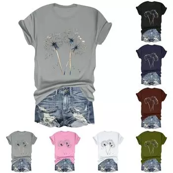 Женская модная футболка с круглым вырезом и коротким рукавом, пуловер L чёрный