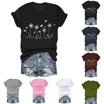 Женская модная футболка с круглым вырезом и коротким рукавом, пуловер L чёрный