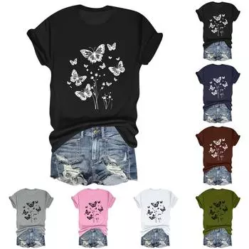 Женская модная футболка с круглым вырезом и коротким рукавом, пуловер M чёрный