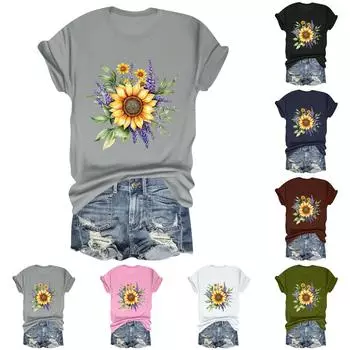 Женская модная футболка с круглым вырезом и коротким рукавом, пуловер S чёрный