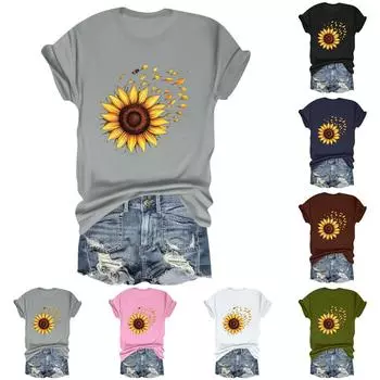 Женская модная футболка с круглым вырезом и коротким рукавом, пуловер XXL тёмно-синий