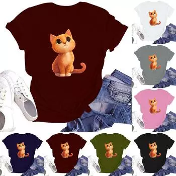 Женская модная футболка с круглым вырезом и коротким рукавом, пуловер XL тёмно-синий