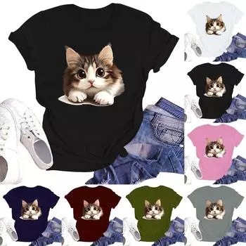 Женская модная футболка с круглым вырезом и коротким рукавом, пуловер XL