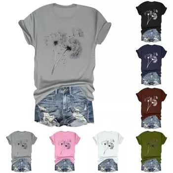 Женская модная футболка с круглым вырезом и коротким рукавом, пуловер S тёмно-синий