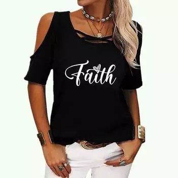 Женская модная футболка с открытыми плечами, летняя футболка с круглым вырезом и коротким рукавом, пуловер, женская повседневная футболка с буквенным принтом S розовый