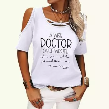 Женская модная футболка с открытыми плечами, летняя футболка с круглым вырезом и коротким рукавом, пуловер, женская повседневная футболка с буквенным принтом S розовый