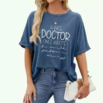 Женская модная футболка с принтом больших размеров, летняя повседневная футболка с круглым вырезом, пуловер, свободная футболка с коротким рукавом S чёрный