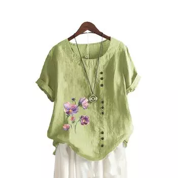 Женская модная футболка с принтом, летняя и осенняя повседневная футболка с круглым вырезом и коротким рукавом, пуловер, свободные блузки S белый