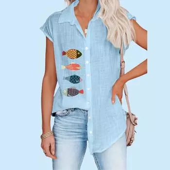 Женская модная футболка с принтом, летняя повседневная тонкая блузка с коротким рукавом, кардиган большого размера, футболка S белый