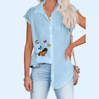 Женская модная футболка с принтом, летняя повседневная тонкая блузка с коротким рукавом, кардиган большого размера, футболка S белый