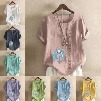 Женская модная футболка с принтом волка и рукавами, свободная хлопковая рубашка, повседневная свободная летняя блузка, топы больших размеров S розовый