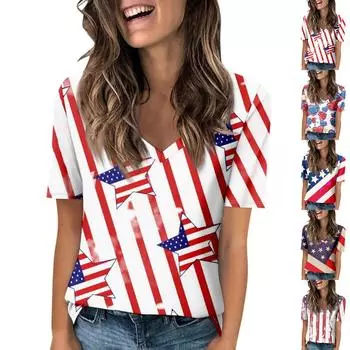 Женская модная футболка с v-образным вырезом и короткими рукавами, повседневная футболка с принтом L бежевый