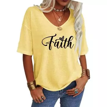 Женская модная футболка с V-образным вырезом, летняя повседневная футболка с коротким рукавом и принтом букв S белый