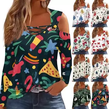 Женская модная футболка с V-образным вырезом и длинным рукавом, повседневная S