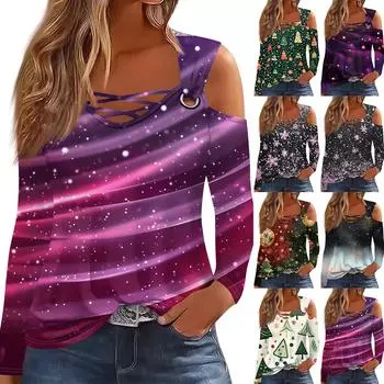 Женская модная футболка с V-образным вырезом и длинным рукавом, повседневная XXL