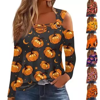 Женская модная футболка с V-образным вырезом и длинным рукавом, повседневная M