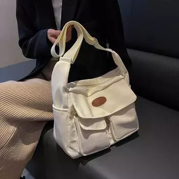 Женская модная холщовая сумка-мессенджер Tide, брендовая женская сумка на плечо для отдыха, простая вместительная сумка для девочек бежевый