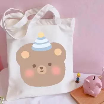 Женская модная холщовая сумка, милая большая сумка с принтом, женская сумка-шоппер в стиле Харадзюку, забавная сумка на плечо для покупок 24*26cm