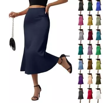 Женская модная и повседневная французская элегантная драпированная атласная юбка XL