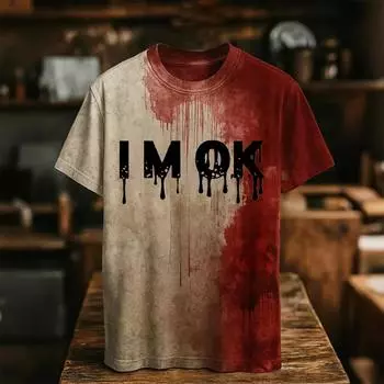 Женская модная и повседневная футболка с круглым вырезом и короткими рукавами с принтом букв на Хэллоуин M чёрный