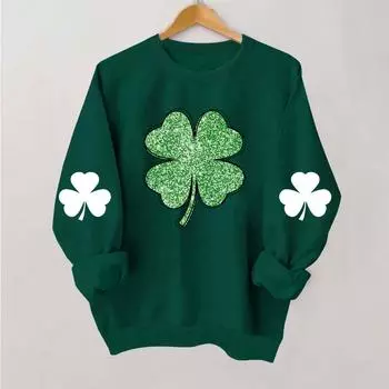 Женская модная и повседневная одежда. Толстовка с капюшоном и принтом Патрика с круглым вырезом спереди и плечами L армия зеленый