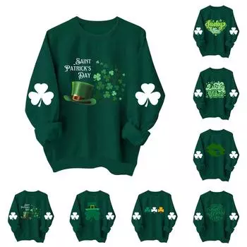 Женская модная и повседневная одежда. Толстовка с капюшоном и принтом Патрика с круглым вырезом спереди и плечами L армия зеленый