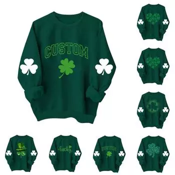 Женская модная и повседневная одежда. Толстовка с капюшоном и принтом Патрика с круглым вырезом спереди и плечами L армия зеленый