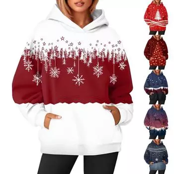 Женская модная и повседневная толстовка с капюшоном и длинными рукавами с принтом XL тёмно-синий