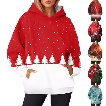 Женская модная и повседневная толстовка с капюшоном и длинными рукавами с принтом XXXL