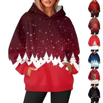 Женская модная и повседневная толстовка с капюшоном и длинными рукавами с принтом XXXL