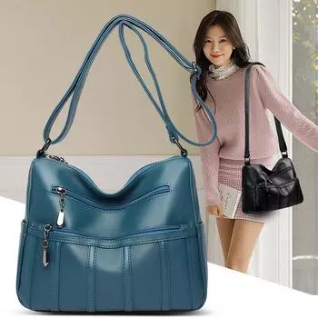 Женская модная и универсальная сумка через плечо большой вместимости чёрный