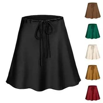 Женская модная короткая юбка с высокой талией, застежкой-молнией и завязками на бедрах L чёрный