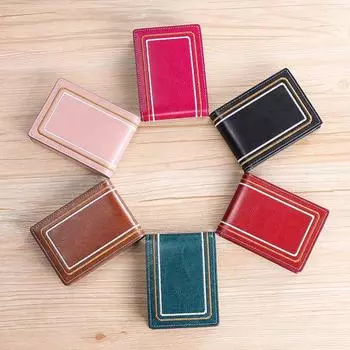 Женская модная кожаная кобура для водительских прав с двумя вкладными листами, многоскладывающиеся отделения для нескольких карт, открытые отделения для фотографий из коровьей кожи розы красного