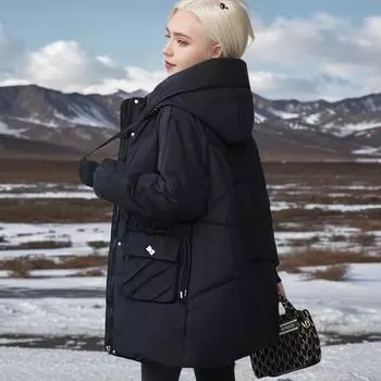 Женская модная куртка Bakery Down, женская зимняя куртка средней длины с капюшоном и хлопковой подкладкой M