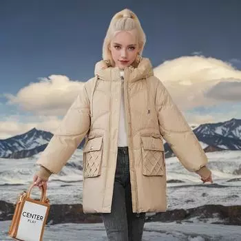 Женская модная куртка Bakery Down, женская зимняя куртка средней длины с капюшоном и хлопковой подкладкой M