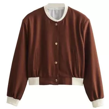 Женская модная куртка на пуговицах с длинными рукавами и контрастной расцветкой L