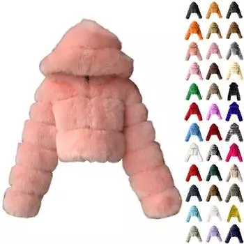 Женская модная куртка, однотонное плюшевое пальто с длинными рукавами и капюшоном L бежевый