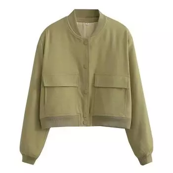 Женская модная куртка-пальто с большими карманами, короткими длинными рукавами и застежкой на пуговицы M