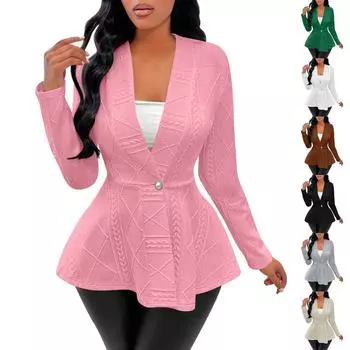 Женская модная куртка с длинным рукавом и воротником-шалью на одной пуговице L