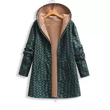 Женская модная куртка с длинным рукавом из искусственной оленьей кожи, бархатная, волнистая, хлопковая, с капюшоном, хлопковая одежда, утепленная, свободная куртка XXL темно-зеленого