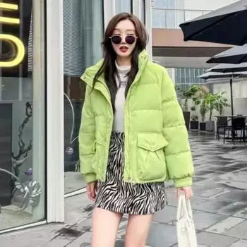 Женская модная куртка с хлопковой подкладкой, осенне-зимняя студенческая корейская свободная куртка, новый зарубежный стиль M синий