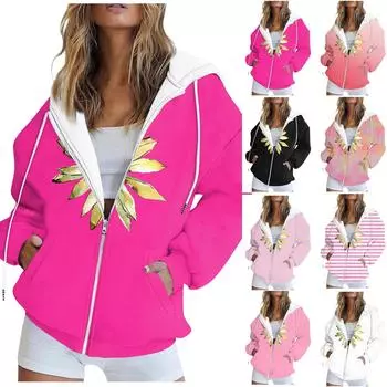 Женская модная куртка с капюшоном на молнии с длинными рукавами M винный