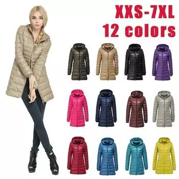 Женская модная легкая куртка-пуховик средней длины с капюшоном, зимние теплые парки, пальто больших размеров, хлопковое пальто S темно-красного