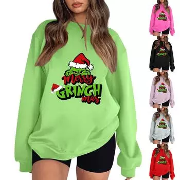 Женская модная легкая рождественская толстовка с длинным рукавом L чёрный