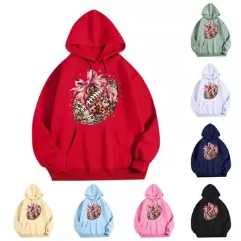 Женская модная легкая толстовка с длинными рукавами и карманами с принтом регби L розовый